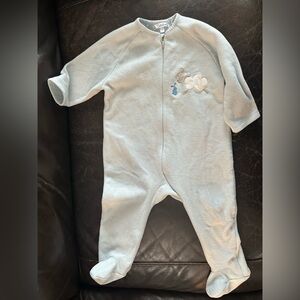 Soft Blue Baby Footie Winter Pajamas